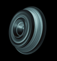 Steel Roller Wheel Isolated On Black Background