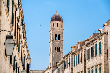 Fototapeta na wymiar The house and Church bell tower in Dubrovnik,Croatia.