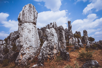 Stone forest, rock formations in Yunnan, China