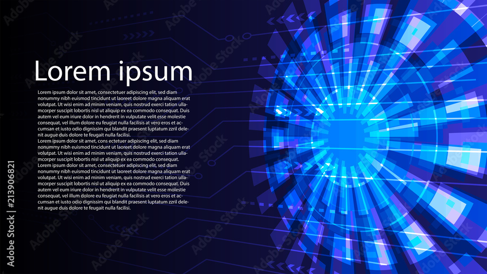 Poster abstract digital circuit background vector design.perspective digital circuit line with power core background.