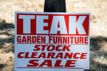 Rural sign advertising furniture sale