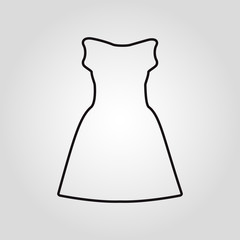 Dress isolated flat linear vector icon