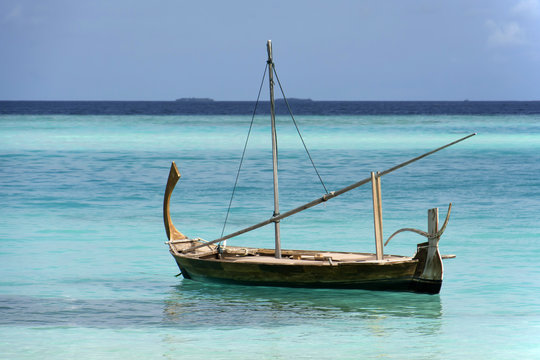 The traditional Maldives Dhonis