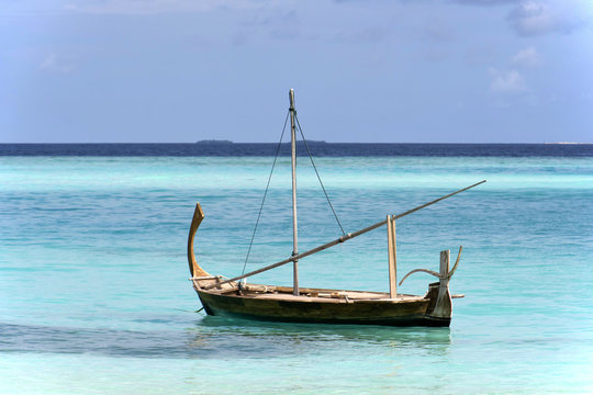 The traditional Maldives Dhonis