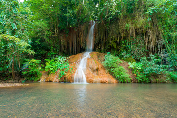 beautiful waterfall in rainforest at Phu sang Falls Phoyao, Thailand