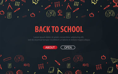 Back to School background with hand-draw doodles. Education banner. Vector illustration.