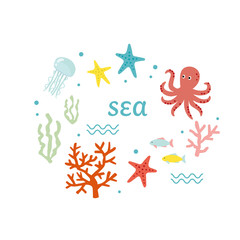 Vector illustration set  of sea animals