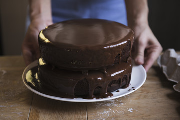 Chocolate fudge cake photography recipe idea
