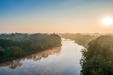 Fototapeta na wymiar Landscape of kok river in the morning at chiang rai province Thailand