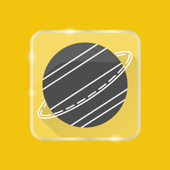 Planet Saturn silhouette icon in flat style on transparent button