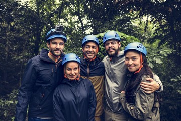 Team building outdoor in the forest