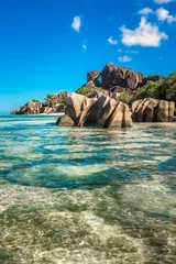 Crédence de cuisine en verre imprimé Anse Source D'Agent, île de La Digue, Seychelles Tropical island beach, Source d'Argent, La Digue, Seychelles