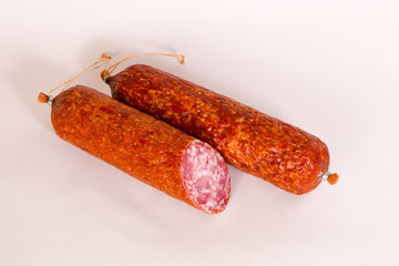 Salamy sausage isolated