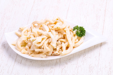 Marinated squid served parsley