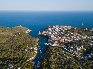 Fototapeta na wymiar Aerial: The bay of Cala Figuera in Mallorca, Spain