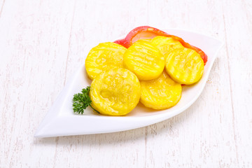 Pickled zucchini in the bowl