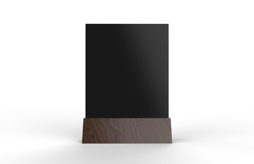 Blank table tent mock up template on isolated white background, Stand for acrylic tent card Used for Menu Bar and restaurant, 3d illustration