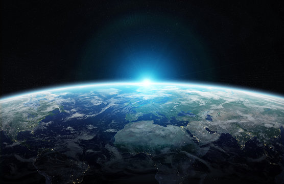 View of blue planet Earth in space 3D rendering elements of this image furnished by NASA