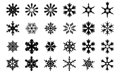 set of snowflake icons. black snowflakes.