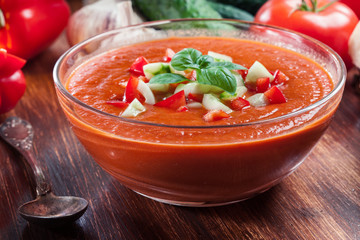 Spicy homemade gazpacho soup
