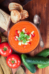 Spicy homemade gazpacho soup