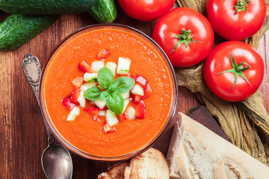 Spicy homemade gazpacho soup