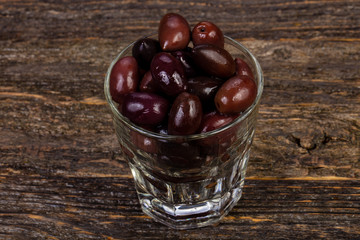 Black olives in the glass