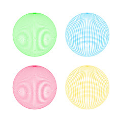 Set of spheres from lines of different colors. 4 spheres
