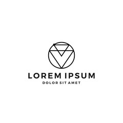 Fototapeta premium geometric abstract circle logo line art outline monoline icon illustration network connect symbol