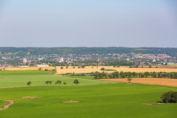 View to a city in the countryside