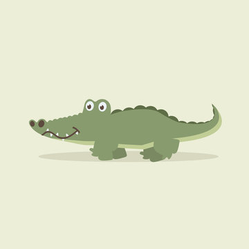 Cute crocodile walking cartoon vector