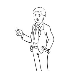 Hand drawn of Businessman standing - Vector Illustration