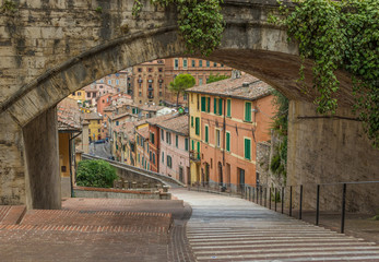 Perugia, Italy - one of the most interesting cities in Umbria, Perugia is known for its medieval Old Town and its narrow alleys - obrazy, fototapety, plakaty
