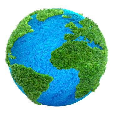 green grass Earth 3D illustration