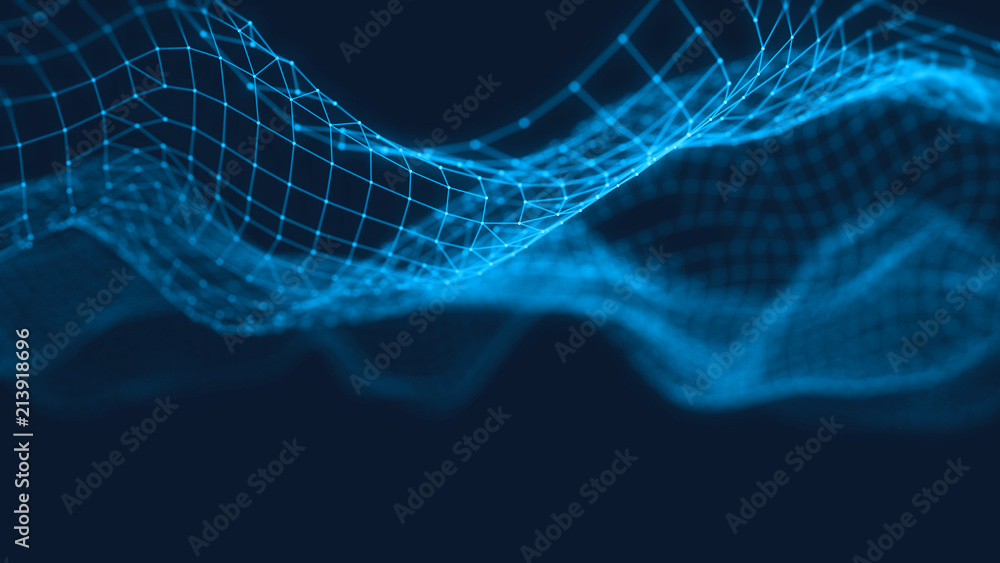 Poster abstract 3d technology futuristic geometrical and science neon background. plexus digital wallpaper.