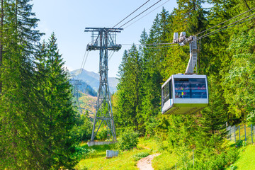 Funicular, raising tourists to Kasprowy Wierch in Poland Zakopane