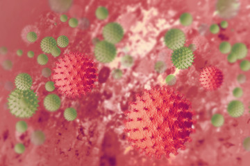 Virus cell on scientific background