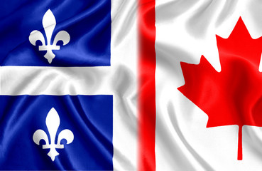 Flag of Quebec and Canada silk