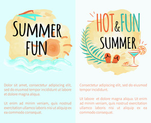 Summer Hot and Fun Vacation Set Posters with Sun