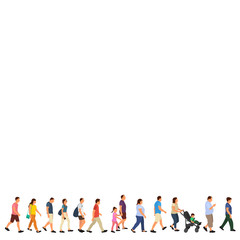 Obraz premium vector, isolated, set, crowd of people, people go