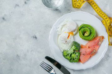 Ketogenic food concept - plate with keto food