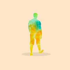 isolated, watercolor silhouette man is walking