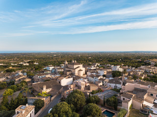 Fototapeta premium Aerial: S'Alqueria Blanca town in Mallorca, Spain