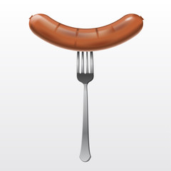 Sausage on the fork, mesh