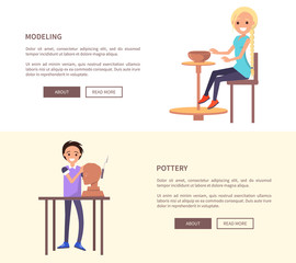Pottery and Modeling Posters with People and Text
