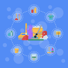 Vector cleaning flat icons infographic illustration