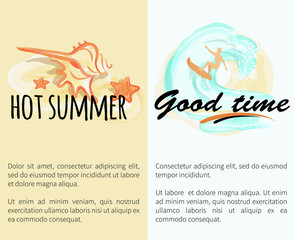 Hot Summer Good Time with Shell and Surfing Man