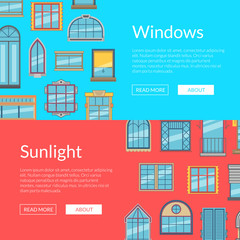 Vector window flat icons horizontal banners illustration