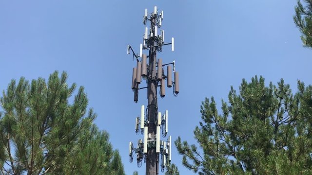 4K clip of a communications tower.