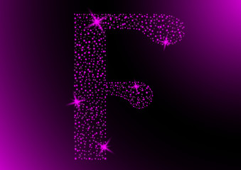 letter F is star in purple bright